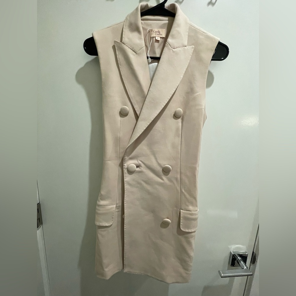 Sleeveless blazer dress by Camila Coelho in blush